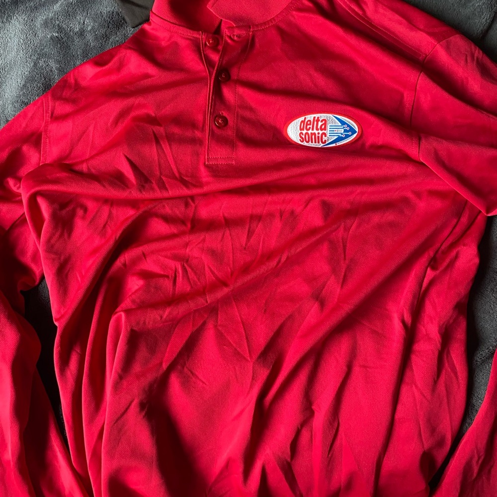 Red Men's Polo Shirt delta sonic wash